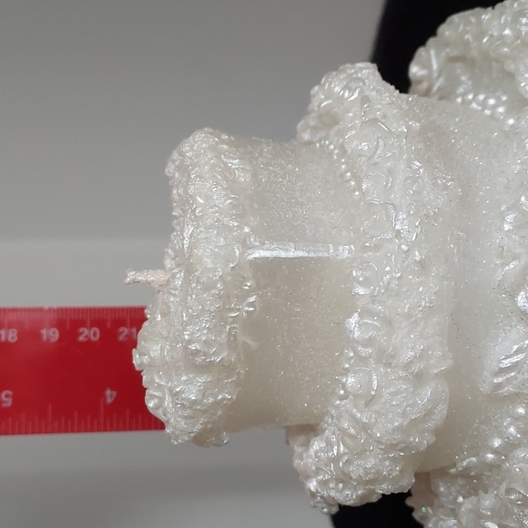 New Lg 3 Tier Candle Cake Topper White Frosted Silver with Glitter - Picture 3 of 5